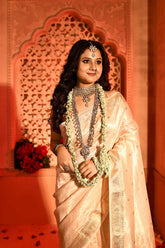 Light Water Gold Ektara Pure Kora Tissue Banarasi Handloom Saree